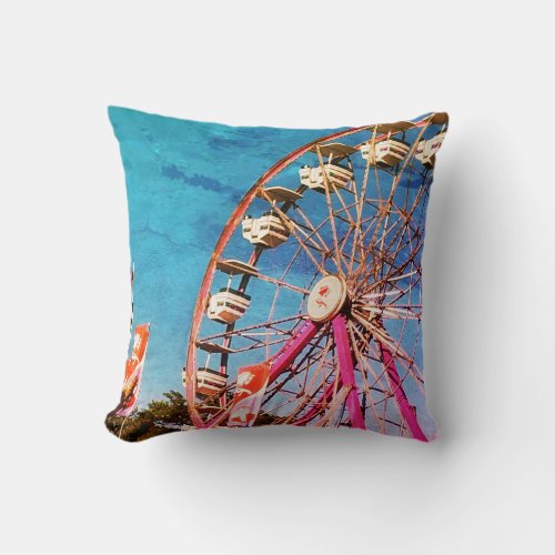 CARNIVAL Amusement Park Ferris Wheel Ride 2_Sided Throw Pillow
