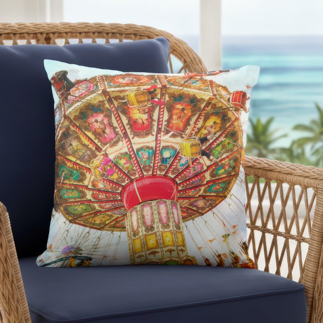 Carnival Amusement Park Swing Ride Bold Simple Throw Pillow (Creator Uploaded)