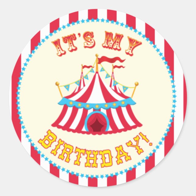 Carnival and Circus Party Classic Round Sticker (Front)