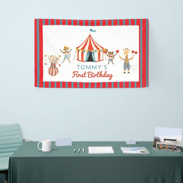 Carnival Animals First Birthday Decor Banner (Tradeshow)