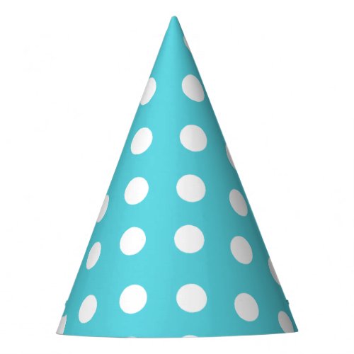 Carnival Aqua Blue White Large Dots Birthday Party Hat