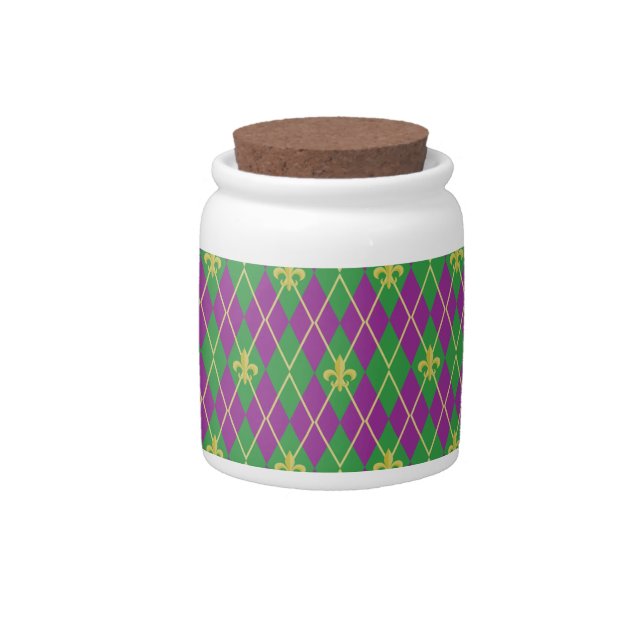 Carnival Argyle Candy Jar (Front)