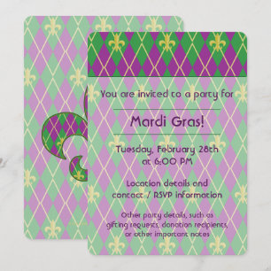Carnival Argyle Party Invitation