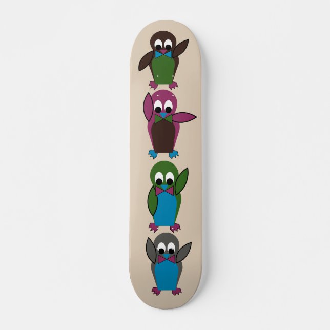 Carnival at the Zoo - Penguin-Kid Skateboard Deck (Front)