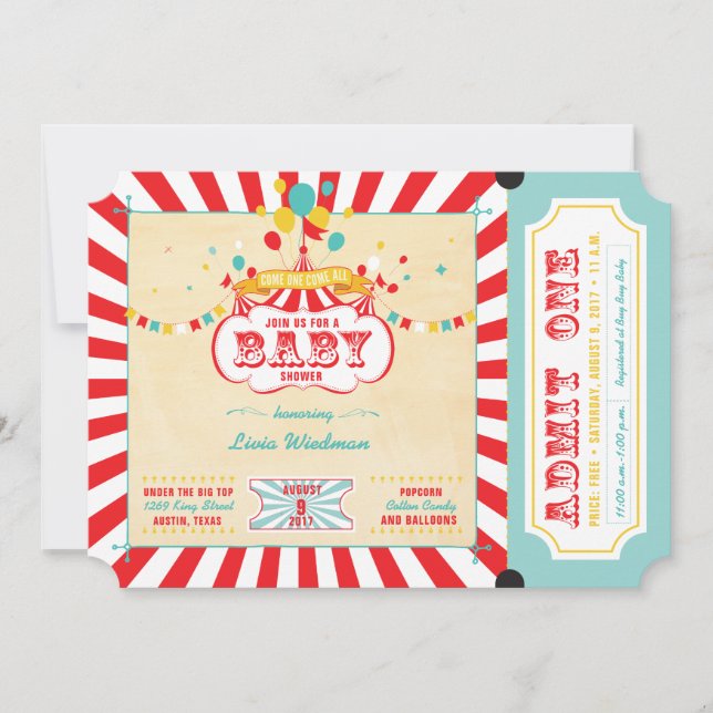 Carnival Baby Shower Invitations (Front)
