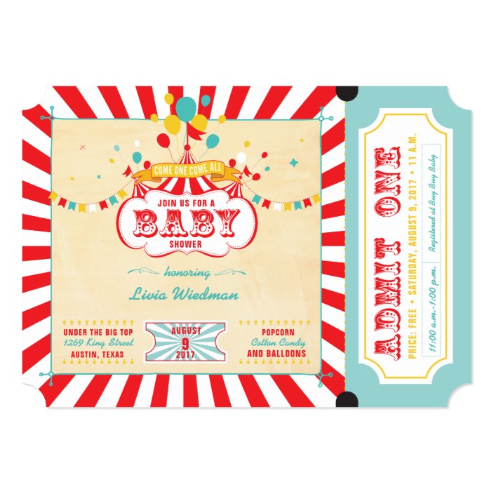 carnival themed baby shower invitations