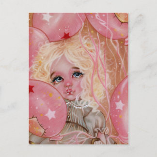 Carnival Balloons Pink Little Girl Postcard