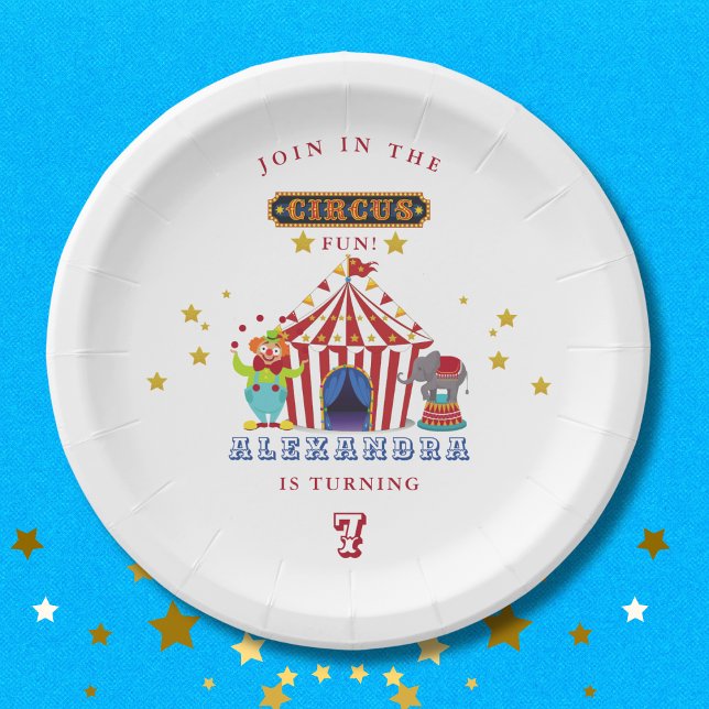 Carnival Big Top Red Stripes Circus Birthday  Paper Plates (Creator Uploaded)