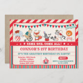 Carnival Birthday Circus Animals Party Invite (Front/Back)