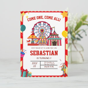 Carnival Birthday Invitation, Circus Birthday Invitation