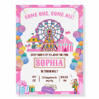 Carnival Birthday Invitation Circus Girl Birthday