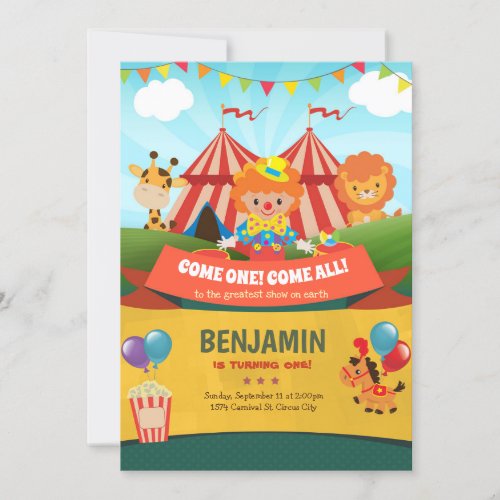 Carnival Birthday Invitation Circus Party