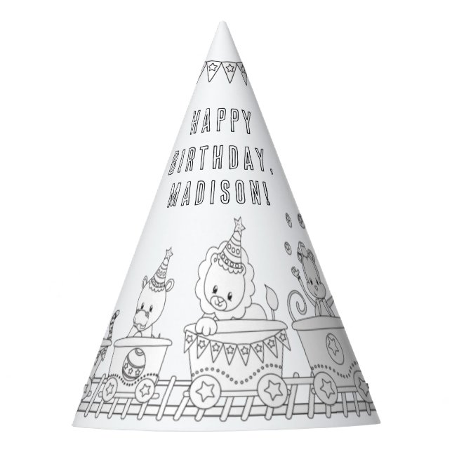 Carnival Birthday Party - Color Your Own Party Hat (Front)