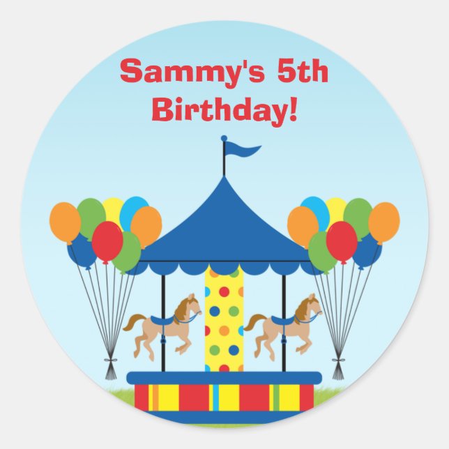 Carnival Birthday Party Favor Sticker (Front)