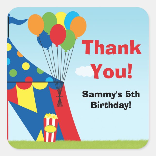 Carnival Birthday Party Favor Sticker (Front)