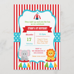 Carnival Birthday Party Invitations Circus