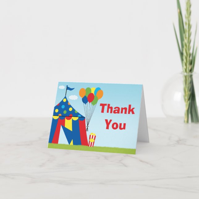 Carnival Birthday Party Thank You Card (Front)