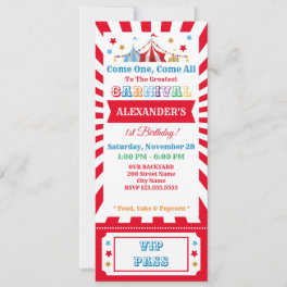 Carnival Birthday Party Ticket Invitation