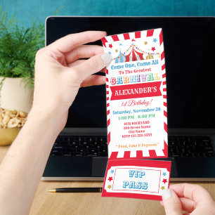Carnival Birthday Party Ticket Invitation