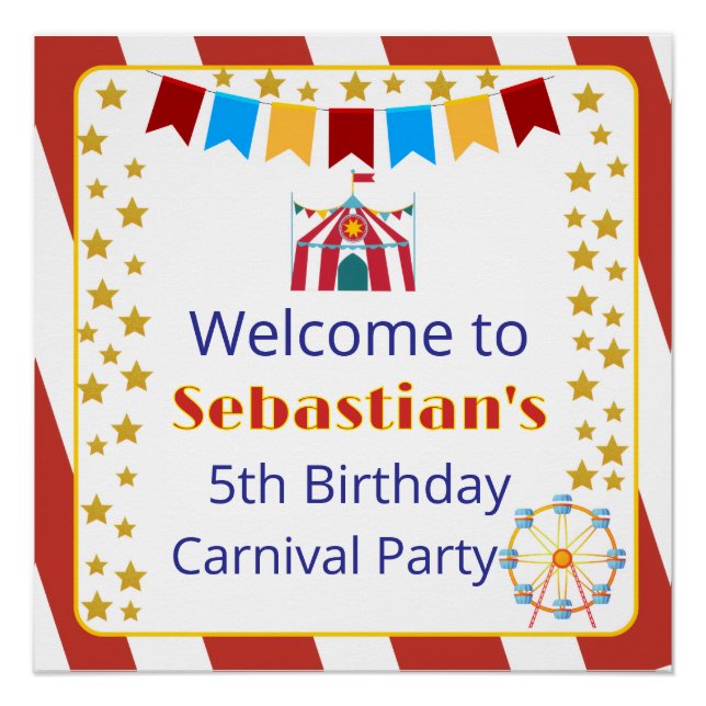 Carnival Birthday Party Welcome Poster (Front)