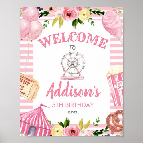 Carnival Birthday Post Circus Welcome Sign