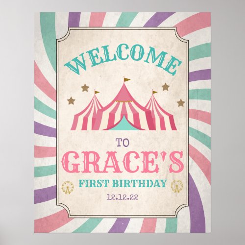 Carnival Birthday Poster Circus Welcome Sign