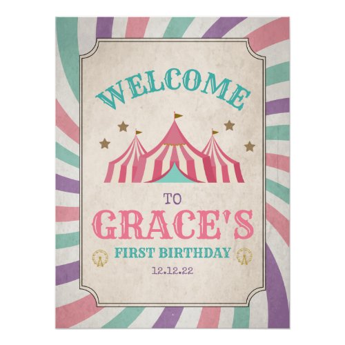 Carnival Birthday Poster Circus Welcome Sign