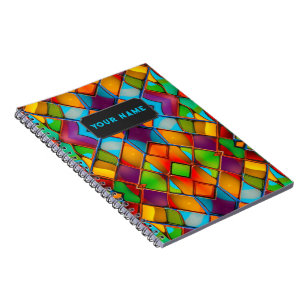 Carnival Bright Colored Glass Tiles - Your Name on Notebook