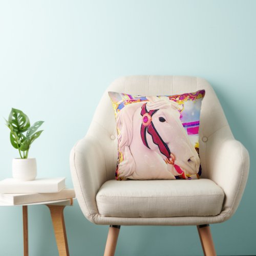 Carnival carousel horse bold modern simple photo throw pillow