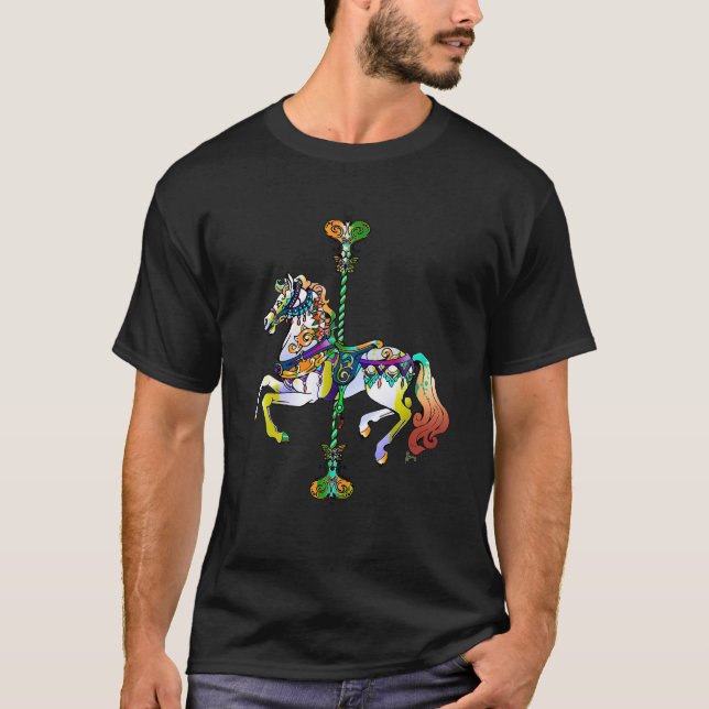 Carnival Carousel Horse Design T Shirt (Front)