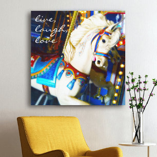 Carnival Carousel Horse Photo Live Laugh Love Canvas Print
