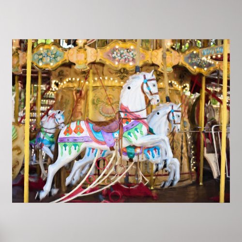 Carnival Carousel Horses Poster