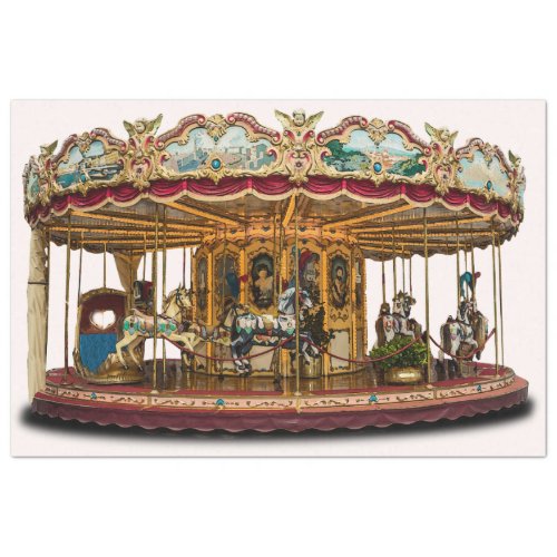 Carnival Carousel Illustration 20x30 Decoupage Tissue Paper