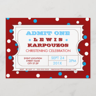 Carnival Christening Party Ticket Invitation