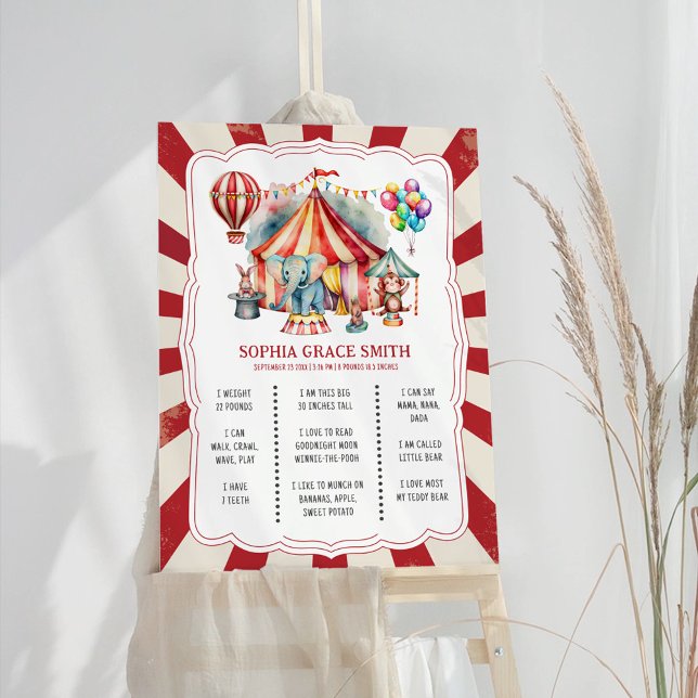 Carnival Circus & Animals Birthday Milestone Sign (Creator Uploaded)