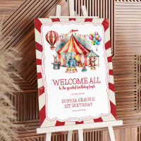 Carnival Circus & Animals Birthday Welcome Sign