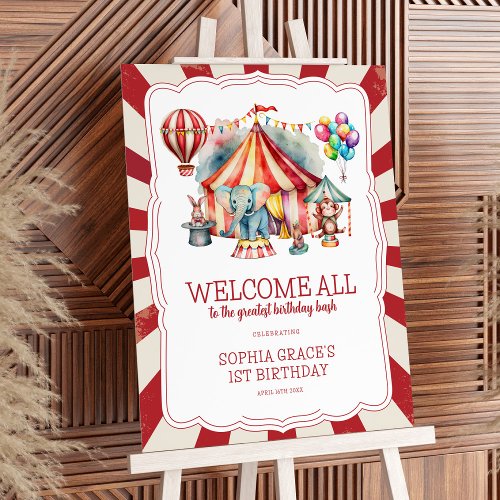 Carnival Circus  Animals Birthday Welcome Sign