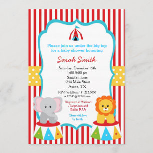 Carnival Circus Baby Shower Invitations