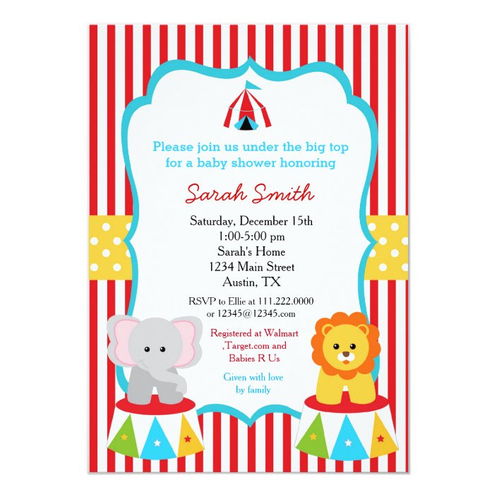 circus baby shower invitations