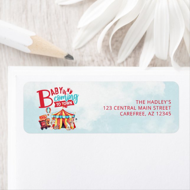 Carnival Circus Baby Shower Return Address Label (Insitu)
