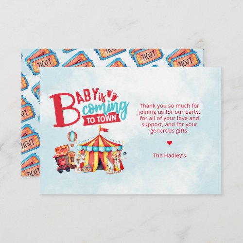 Carnival Circus Baby Shower Thank You Card