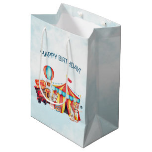 Carnival Circus Big Top Blue Birthday Medium Gift Bag