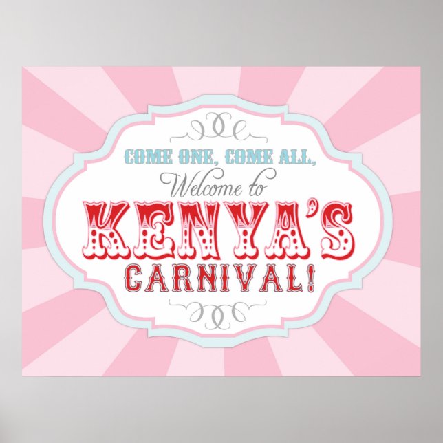 Carnival Circus Birthday Banner for Kenya CUSTOM Poster (Front)