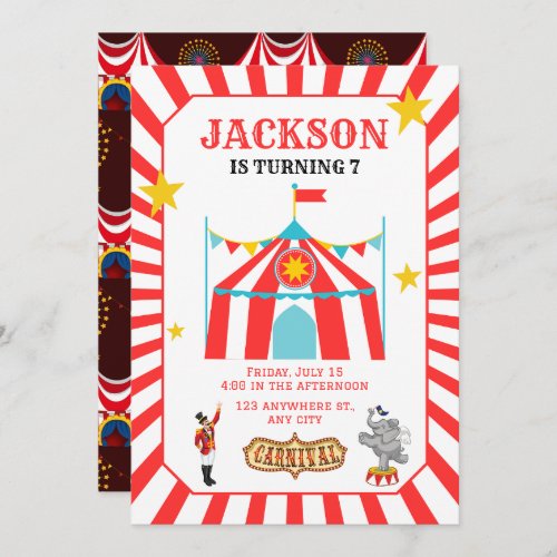 Carnival Circus Birthday Invitation