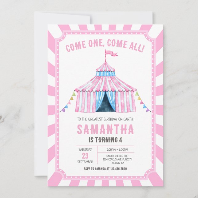 Carnival Circus Birthday Invitation (Front)