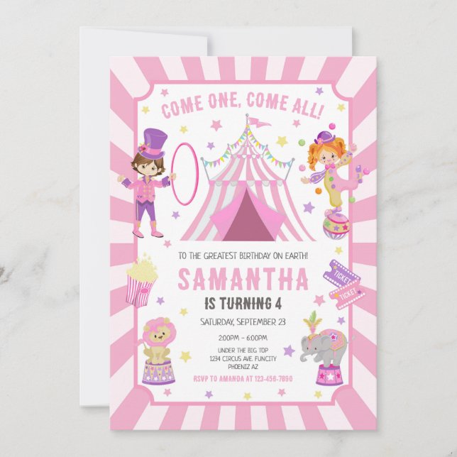 Carnival Circus Birthday Invitation (Front)