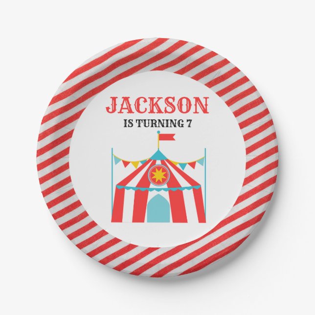Carnival Circus Birthday Paper Plates (Front)