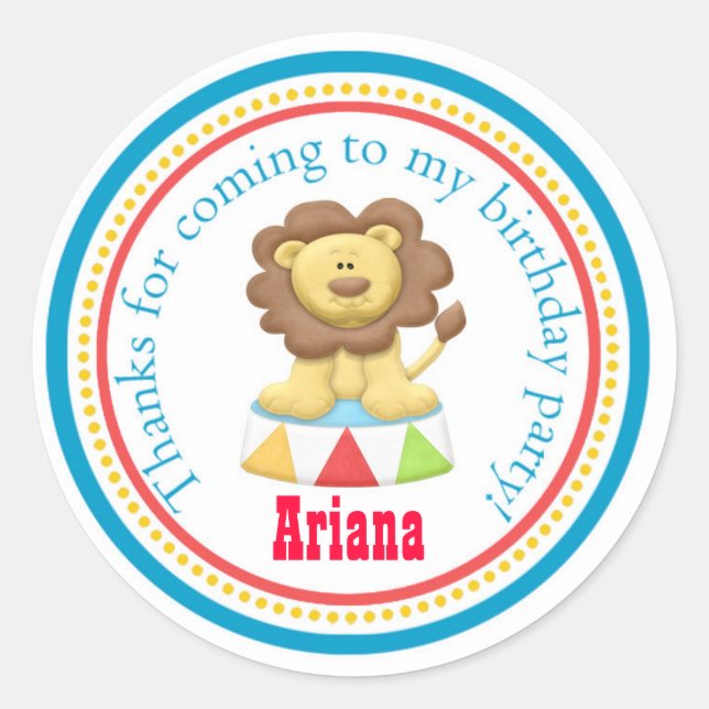 Carnival Circus Birthday Party Favor Sticker (Front)