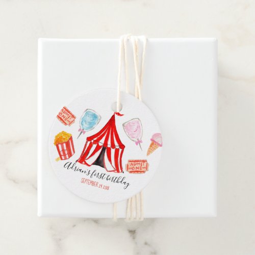 Carnival circus birthday party favor tag