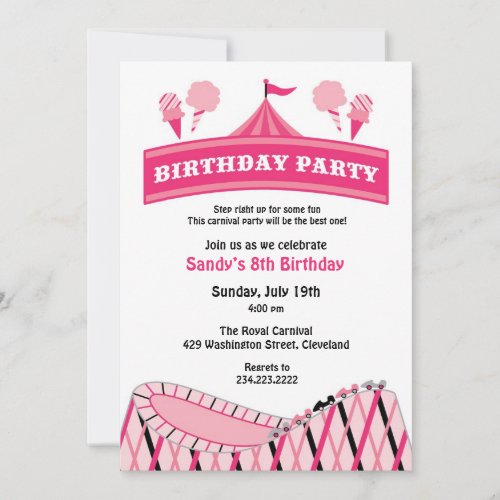 Carnival / Circus Birthday Party Flat Invitation